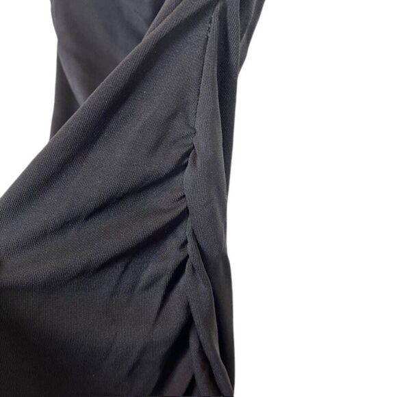 Nicole Miller Dress Matte Black Jersey Ruched Halter Cowl Drape Neck Size 0 - Picture 4 of 13